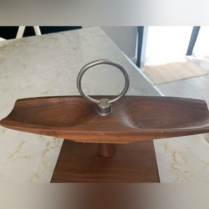 Vernco Gunstock Vintage Mid Modern Piece, Walnut Caddy Tray Decor Made in USA